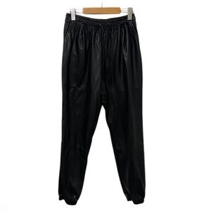 White Closet Black Vegan Leather Biker High-Rise Joggers Size 10